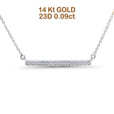 14K Gold 0.09ct Diamond Trendy Bar Pendant 18" Necklace