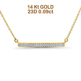 14K Gold 0,09ct Diamant Trendy Bar Anhänger 18" Halskette