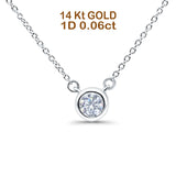 14K Gold .06ct Bezel Solitaire Round Diamond Pendant 18