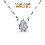 14K Gold 0.12ct Diamond Pear Shape Solitaire Pendant Necklace 18