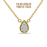 14K Gold 0,12ct Diamant Birnenförmige Solitär-Anhänger-Halskette 18"