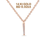 14K Gold 0.02ct Trendy Diamond Vertical Drop Pendant Necklace 16"+2" Ext.