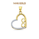 14K Yellow Gold CZ Heart Infinity Pendant 1.1gm