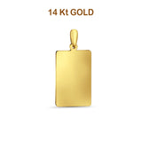 14K Yellow Gold Engravable Rectangular Pendant 2.4gm