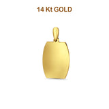 14K Yellow Gold Engravable Oval-Square Pendant 2gm