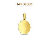 14K Yellow Gold Engravable Flower- Oval Pendant 1.6gm