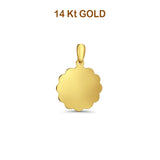 14K Yellow Gold Engravable Flower- Round Pendant 1.6gm