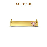 14K dreifarbiges Gold, schlichte ID für Halskette mit Schmetterlingsanhänger, 1,3 g