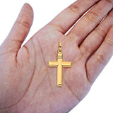 Echter einfacher INRI-Kreuz-Anhänger aus 14-karätigem Gelbgold mit religiösem Anhänger, 1,6 g