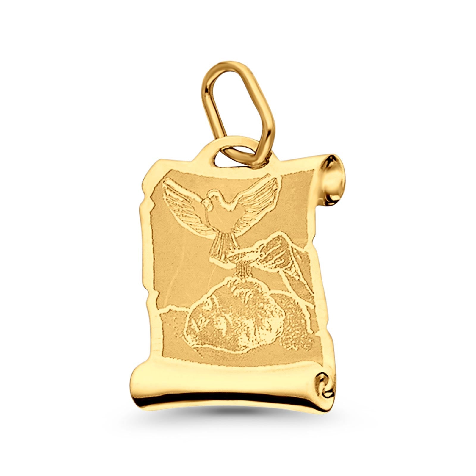 14K Yellow Real Gold Religious Baptism Charm Pendant 0.5gm