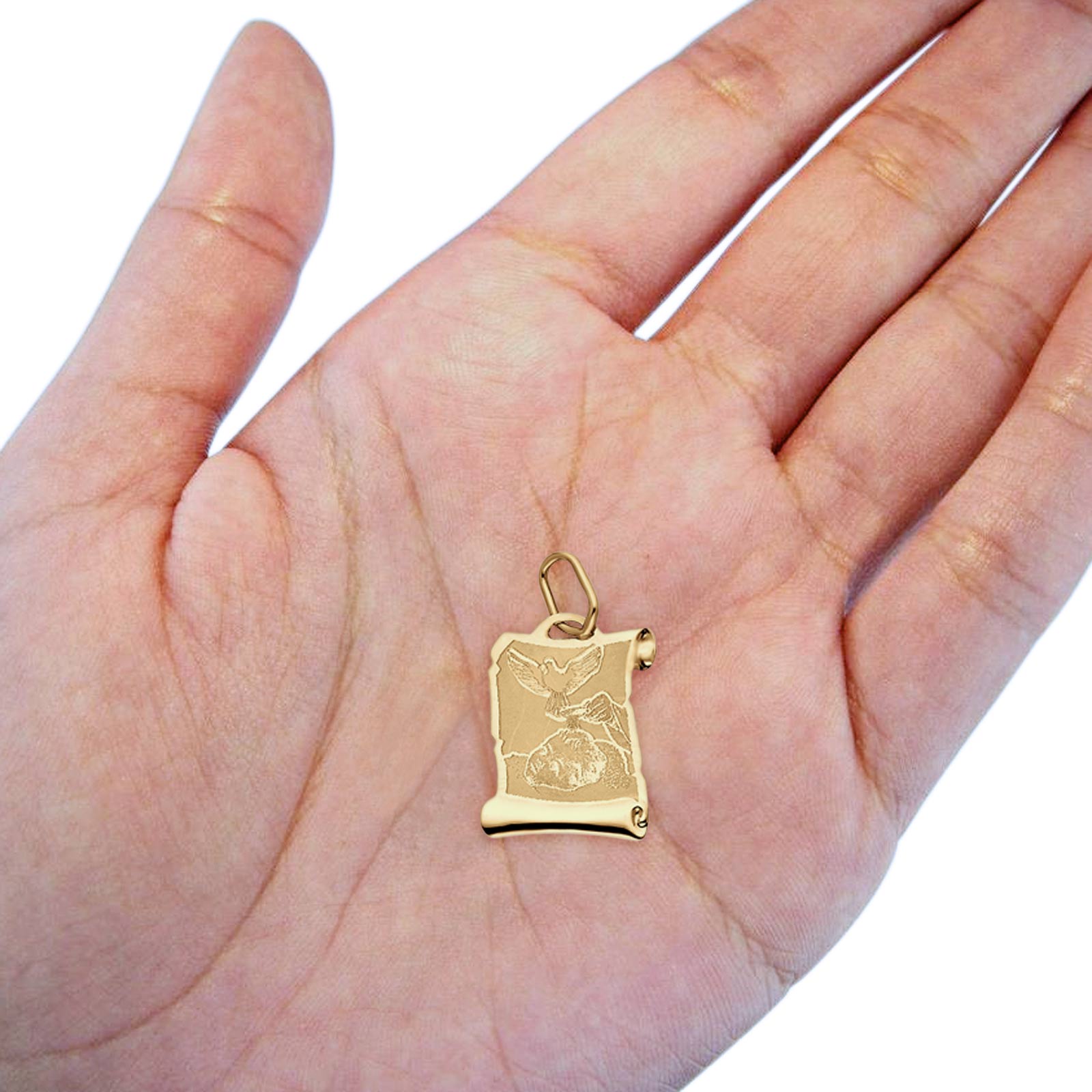 14K Yellow Real Gold Religious Baptism Charm Pendant 0.5gm