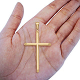 14K Yellow Gold Real Classic Cross Religious Charm Pendant 1.4gm