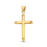 14K Yellow Gold Real Classic Cross Religious Charm Pendant 1.1gm