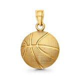 14K Yellow Gold Real Beautiful Basket Ball Charm Pendant 1gm