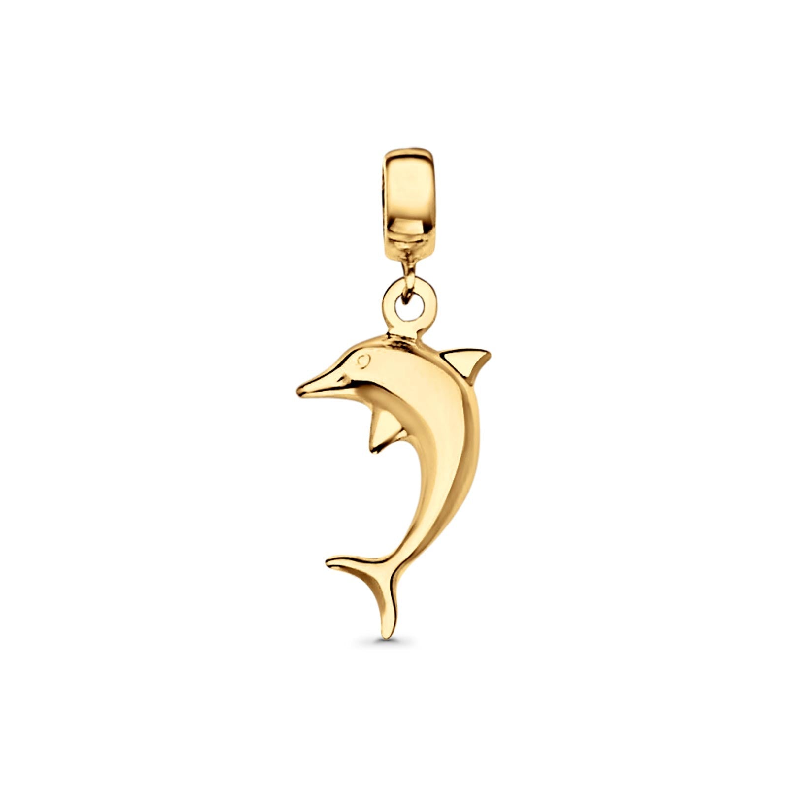 14K Yellow Gold Real Beautiful Dolphine Charm Pendant 1.1gm