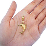 14K Yellow Gold Real Beautiful Dolphine Charm Pendant 1.1gm