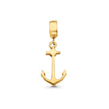 14K Yellow Gold Real Anchor Charm Pendant 1.1gm