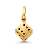 14K Yellow Real Gold Dice Charm Pendant 1gm