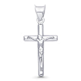 14 Karat Weißgold, echtes Jesus-Kruzifix, INRI-Kreuz, religiöser Charm-Anhänger, 0,7 g