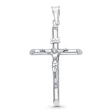 14K White Gold Real Jesus Crucifix INRI Cross Religious Charm Pendant 1.5gm