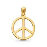 14K Yellow Real Gold Peace Sign Charm Pendant 0.6gm