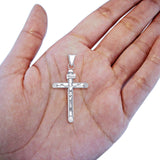 14 Karat Weißgold, echtes Jesus-Kruzifix, INRI-Kreuz, religiöser Charm-Anhänger, 1,1 g