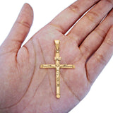 14K Yellow Gold Real Religious Crucifix Charm Pendant 1.3gm