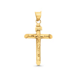 14K Yellow Gold Real Religious Crucifix Charm Pendant 1.1gm