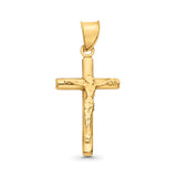 14K Yellow Gold Real Religious Crucifix Charm Pendant 0.6gm