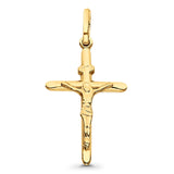Echter religiöser Kruzifix-Charm-Anhänger aus 14-karätigem Gelbgold, 0,8 g