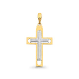 14K Two Tone Gold Real Religious Crucifix Charm Pendant 1.3gm