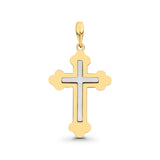 14K Two Tone Gold Real Religious Crucifix Charm Pendant 1.2gm