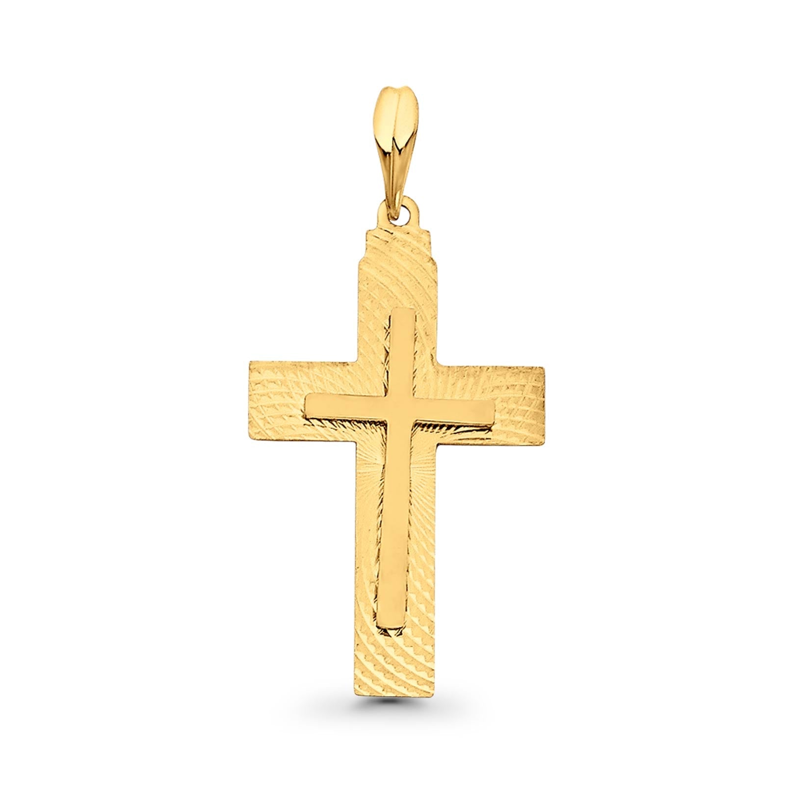 14K Yellow Real Gold Religious Crucifix Charm Pendant 1.2gm