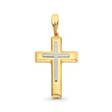 14K Two Tone Real Gold Religious Crucifix Charm Pendant 1.6gm