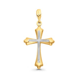 14K Two Tone Real Gold Religious Crucifix Charm Pendant 1gm