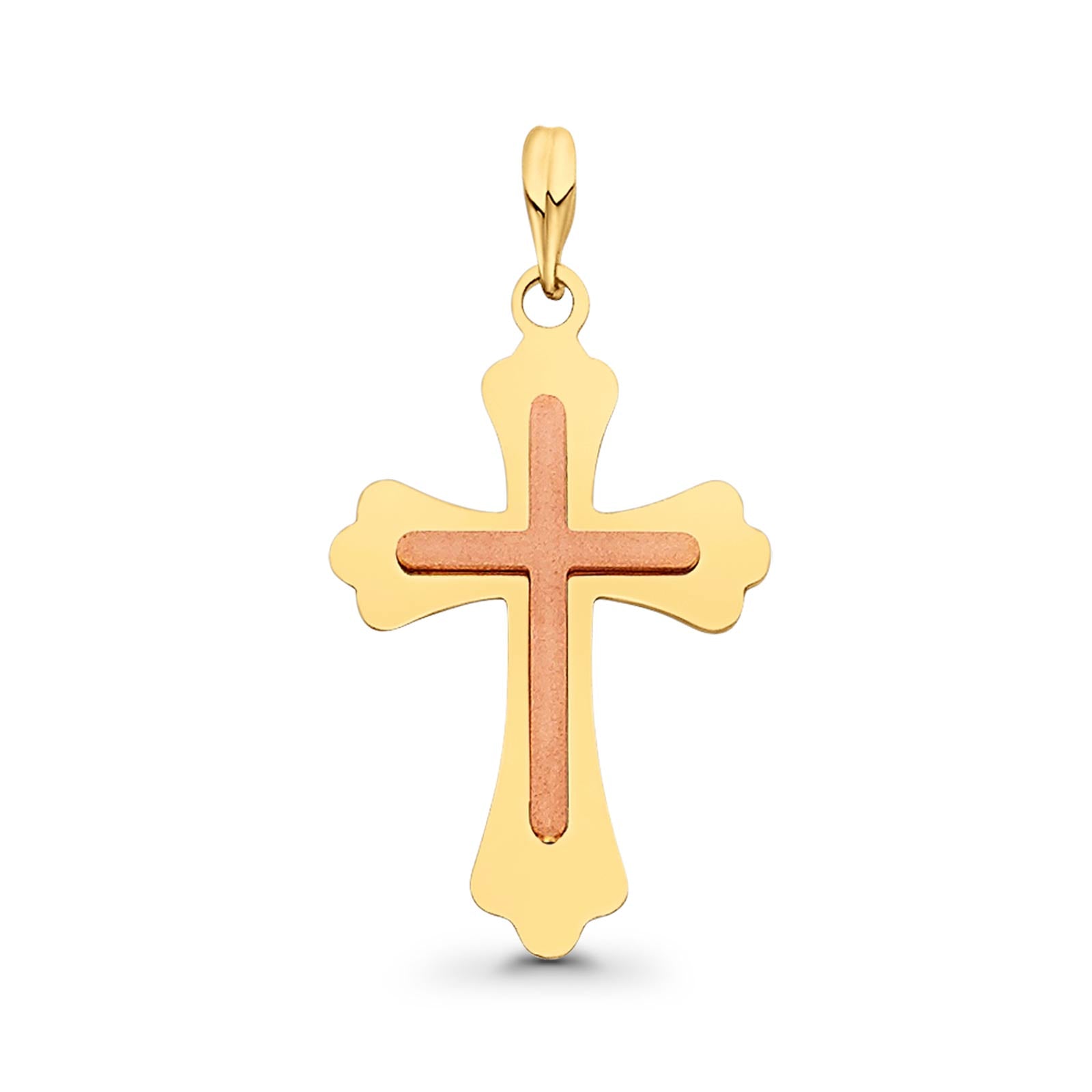 14K Two Tone Real Gold Religious Crucifix Charm Pendant 0.8gm