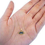 14K Yellow Gold Beautiful Evil Eye Charm CZ Pendants 10mmX7mm 0.6 grams