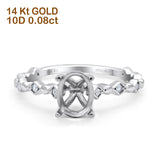 14K Gold 0.08ct Oval 8mmx6mm G SI Semi Mount Diamond Engagement Wedding Ring