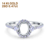 14 K Gold 0,04 ct Birne 7 mm x 5 mm G SI halbgefasster Diamant-Verlobungs-Ehering