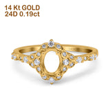 14 K Gold, 0,19 ct, oval, 8 mm x 6 mm, G SI, halbgefasster Diamant-Verlobungs-Ehering