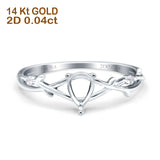 14K Gold 0.04ct Pear 7mmx5mm G SI Semi Mount Diamond Engagement Wedding Ring