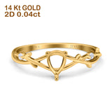 14 K Gold 0,04 ct Birne 7 mm x 5 mm G SI halbgefasster Diamant-Verlobungs-Ehering