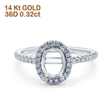 14K Gold 0.32ct Oval 6mmx5mm G SI Semi Mount Diamond Engagement Wedding Ring