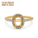 14K Gold 0.32ct Oval 6mmx5mm G SI Semi Mount Diamond Engagement Wedding Ring