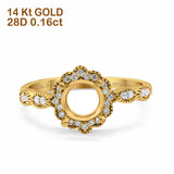 14K Gold 0.16ct Round 7mm G SI Semi Mount Diamond Engagement Wedding Ring