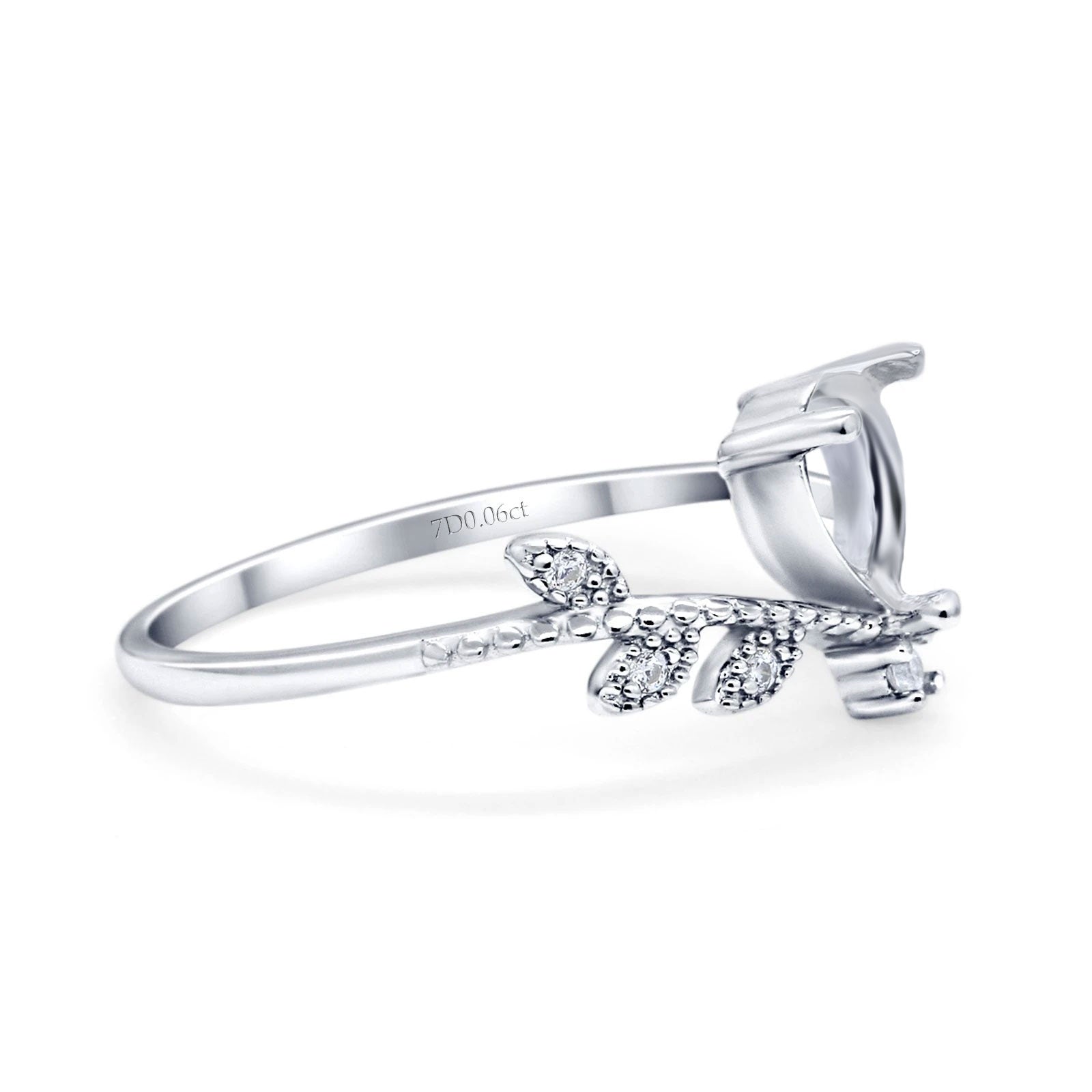 14K Gold 0.06ct Pear 7mmx5mm G SI Semi Mount Diamond Engagement Wedding Ring