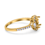 14K Gold 0.04ct Pear 7mmx5mm G SI Semi Mount Diamond Engagement Wedding Ring