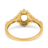14 K Gold, 0,19 ct, oval, 8 mm x 6 mm, G SI, halbgefasster Diamant-Verlobungs-Ehering