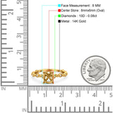 14 K Gold, 0,08 ct, oval, 8 mm x 6 mm, G SI, halbgefasster Diamant-Verlobungs-Ehering