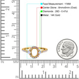 14 K Gold 0,04 ct Birne 7 mm x 5 mm G SI halbgefasster Diamant-Verlobungs-Ehering